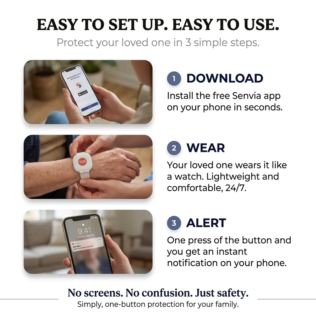 How does it work: Download the app, wear the bracelet, get the alert